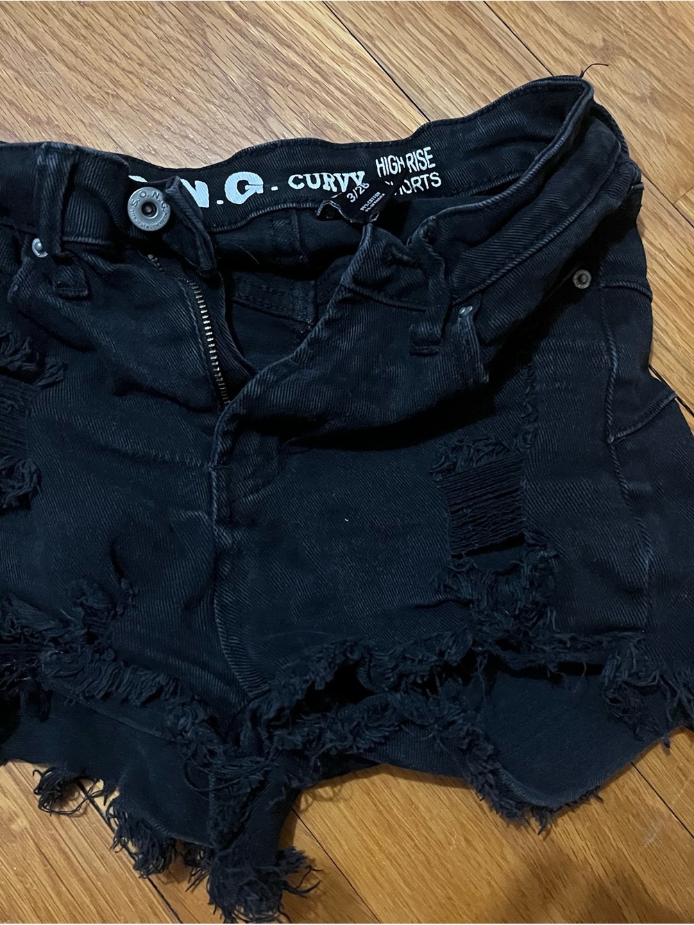 S.O.N.G Black High-Rise Curvy Denim Shorts